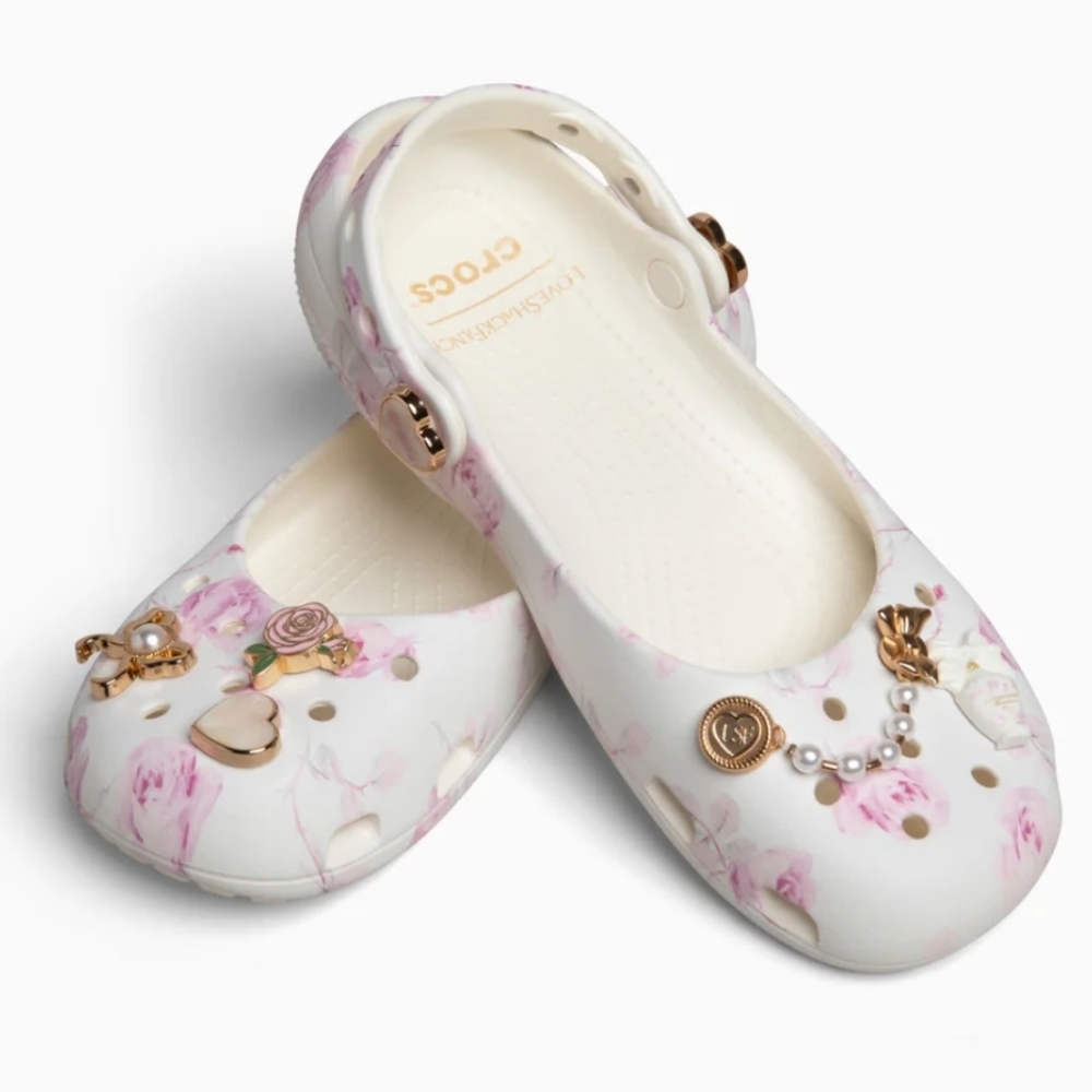 NIB LoveShackFancy X Crocs Classic Ballet Oyster Sz 9 - Picture 3 of 9